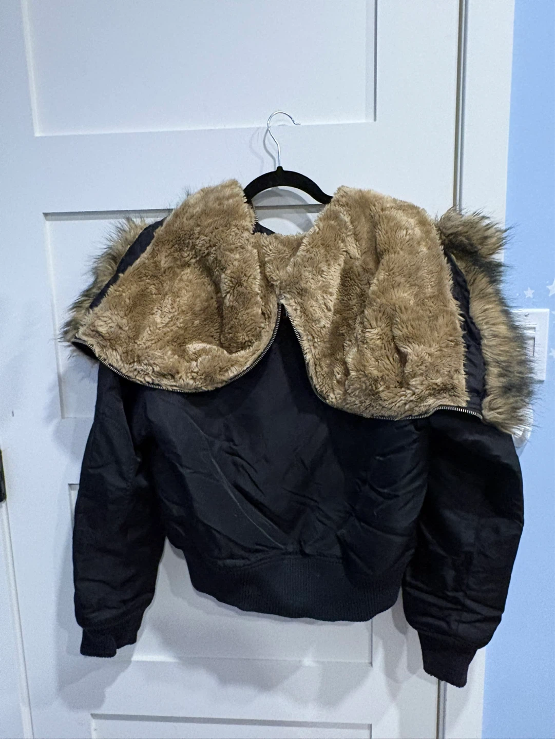 Nautica Jeans Company Black Bomber Jacket with Fur Hood - L/G - photo 3