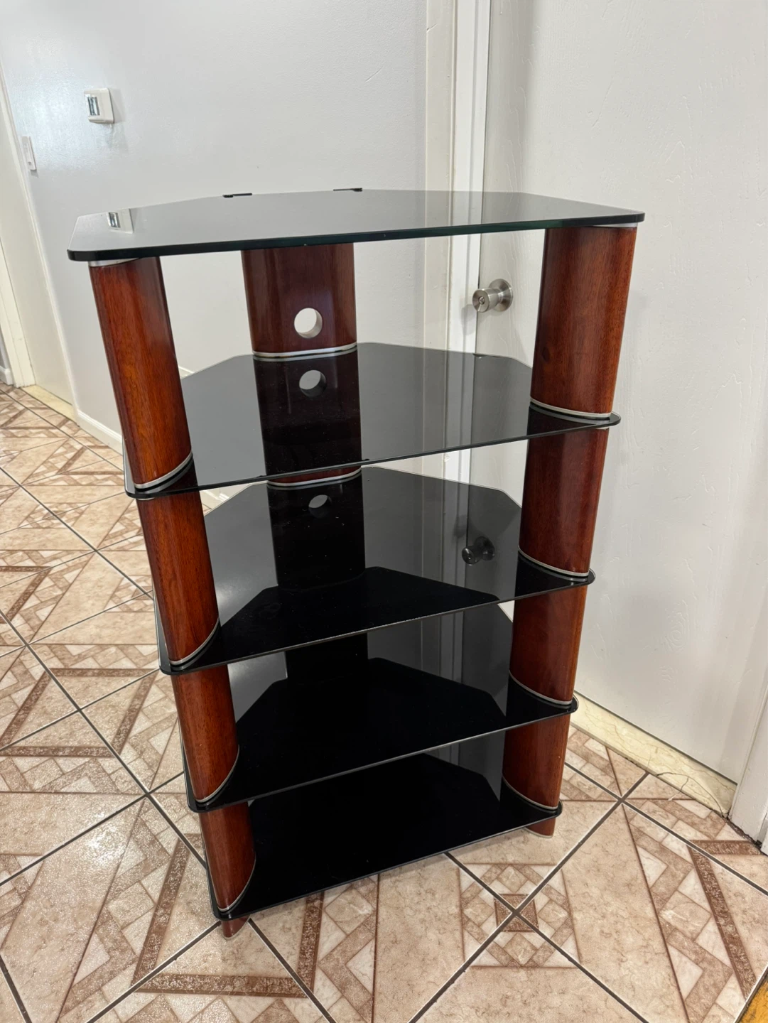 Glass and Wood Audio Video Stand