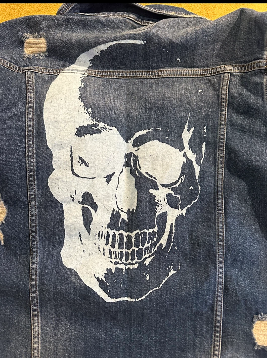Leif Nelson Distressed Denim Jacket with Skull Graphics NWT - photo 5