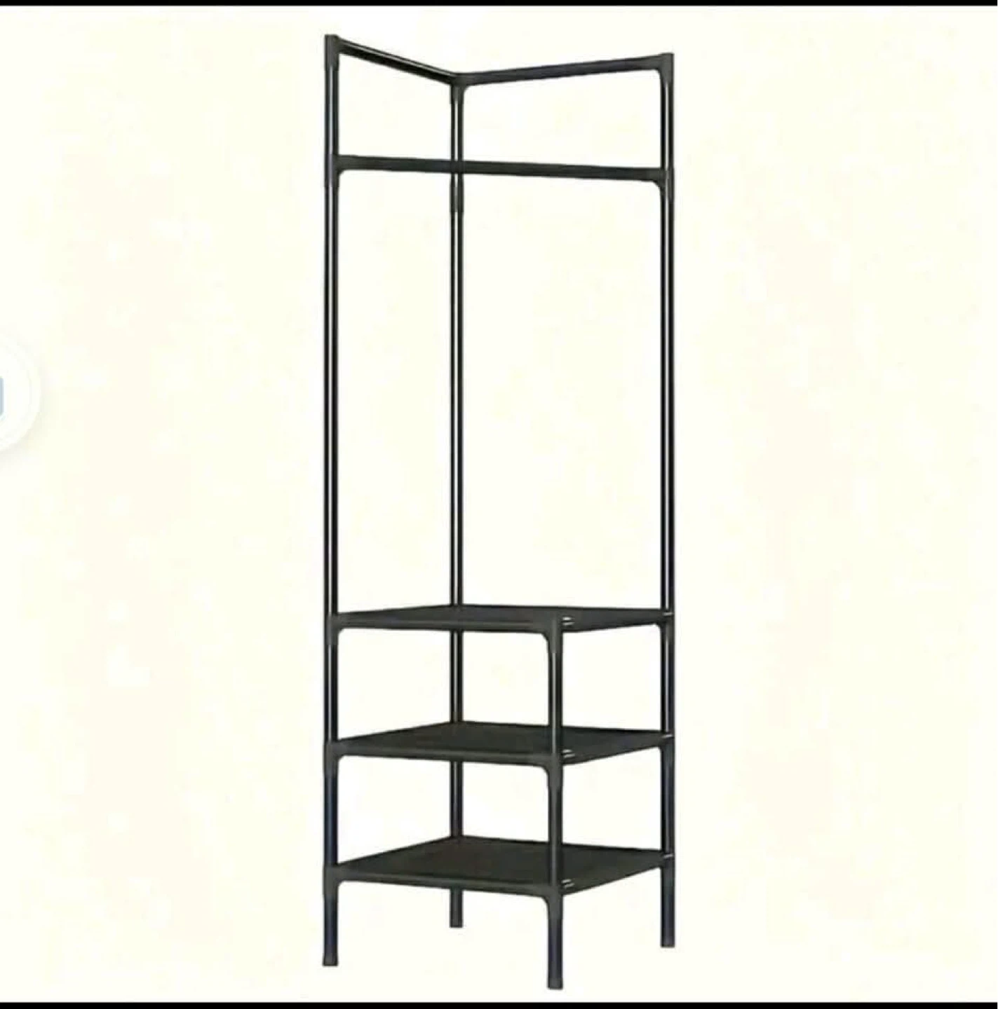 Black Corner Storage Rack with Clothes Hanging Bar
