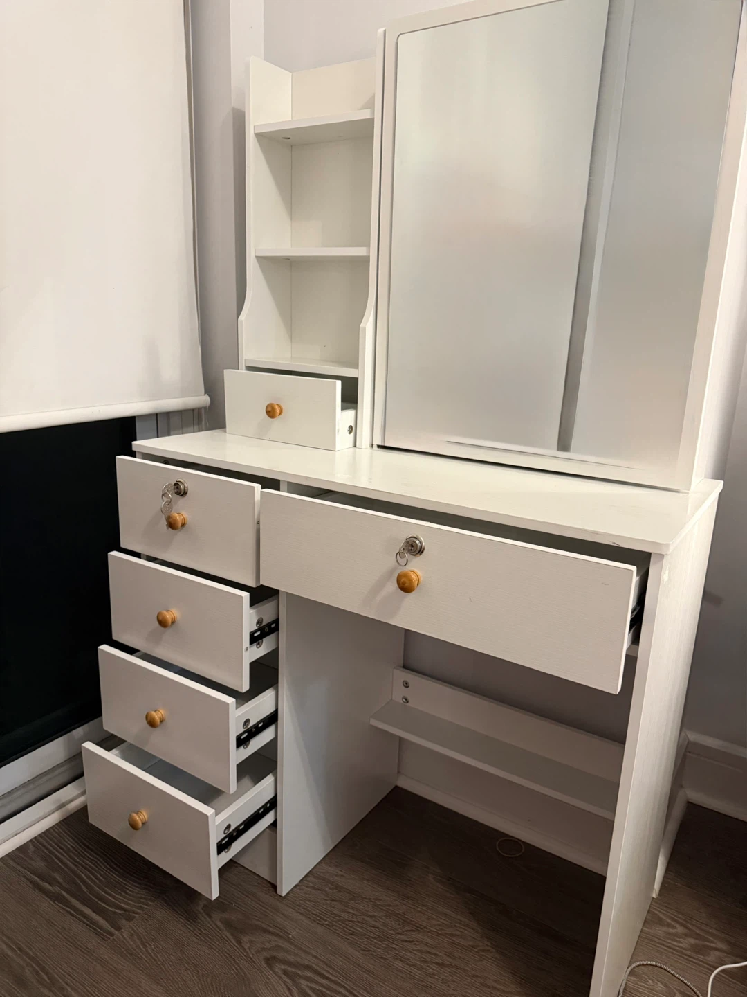 Vanity Desk with Mirror and Shelving - photo 2