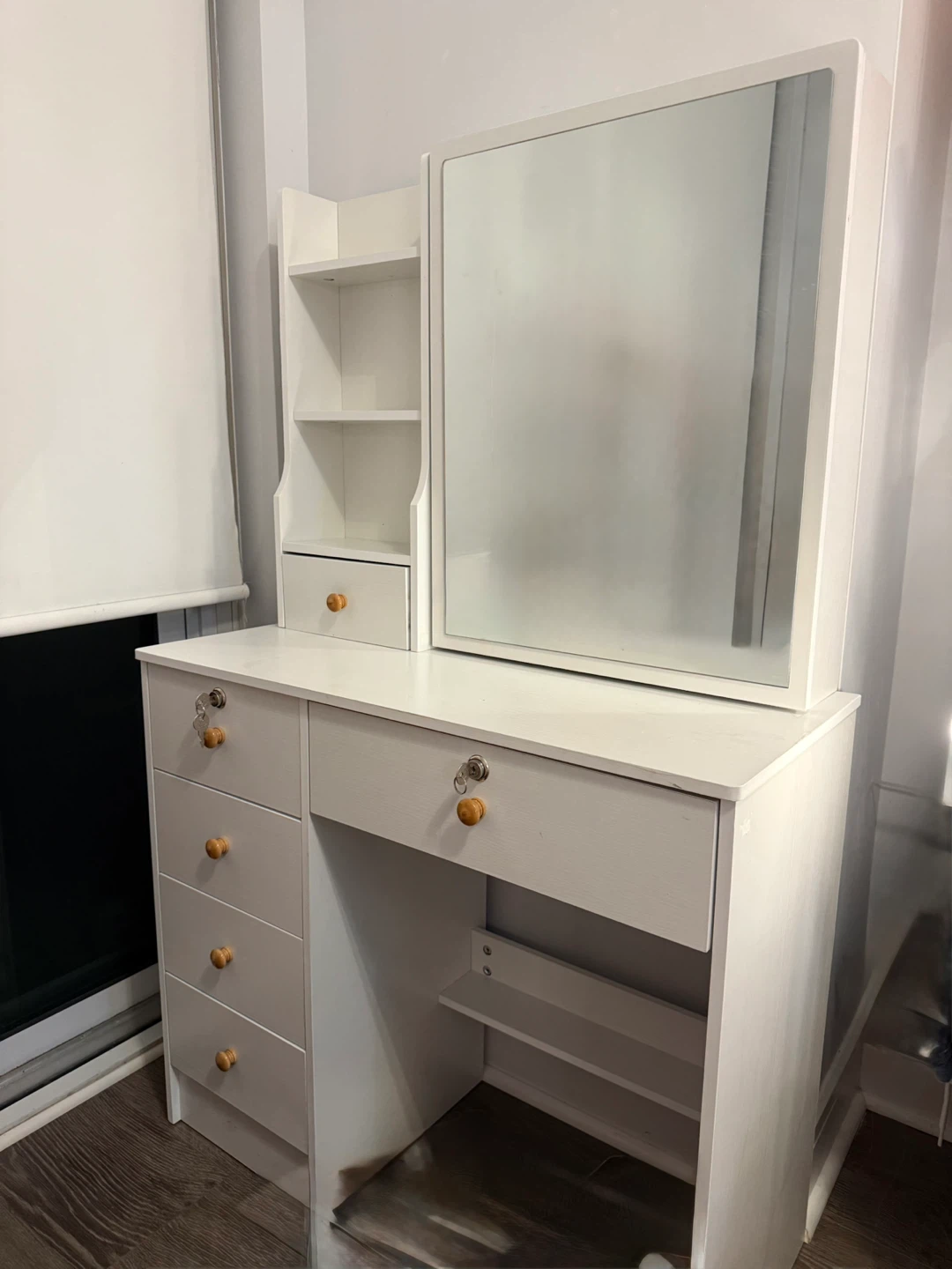 Vanity Desk with Mirror and Shelving
