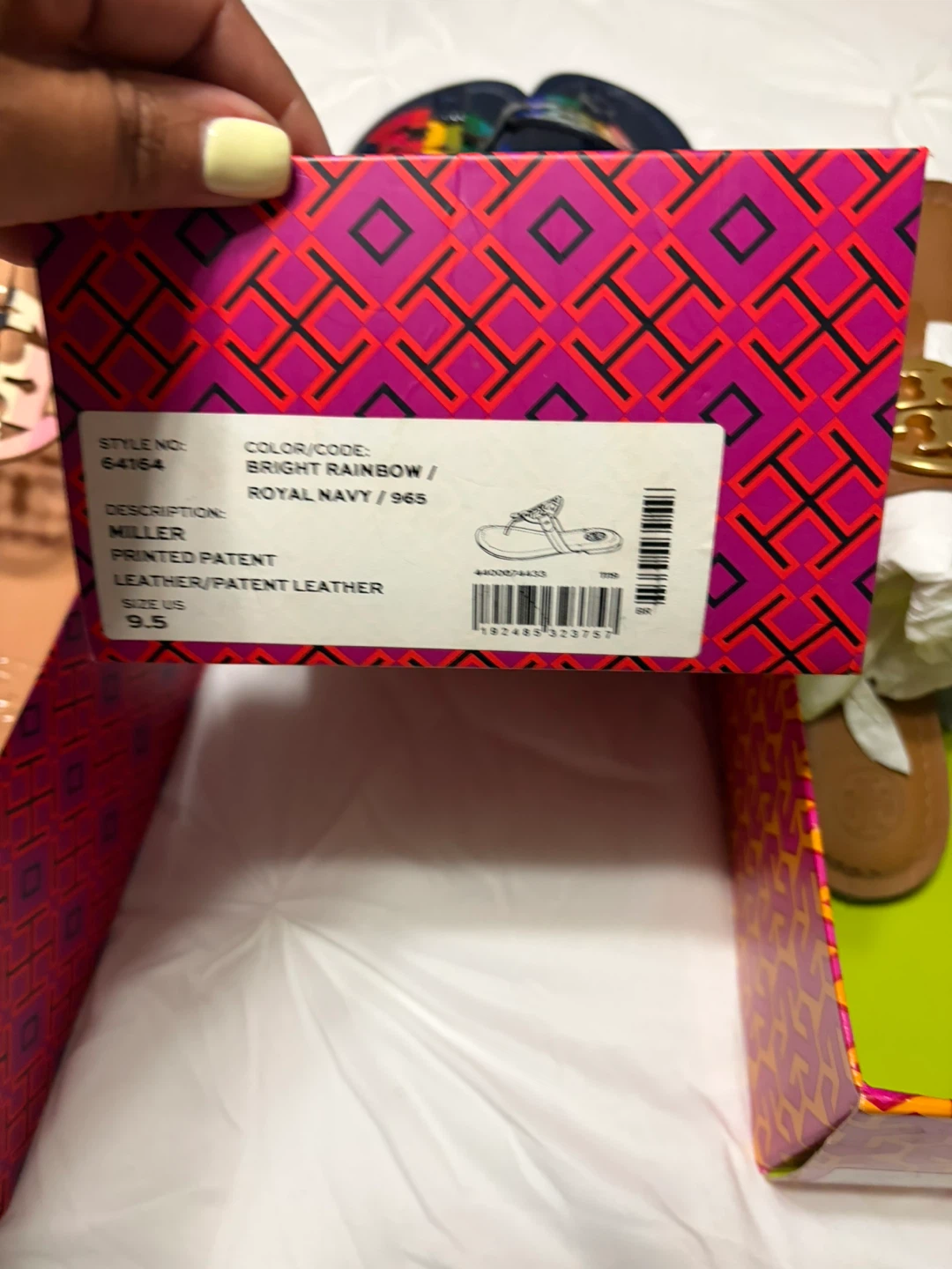 Tory Burch Miller Sandals Bright Rainbow / Royal Navy Size 9.5 - photo 2