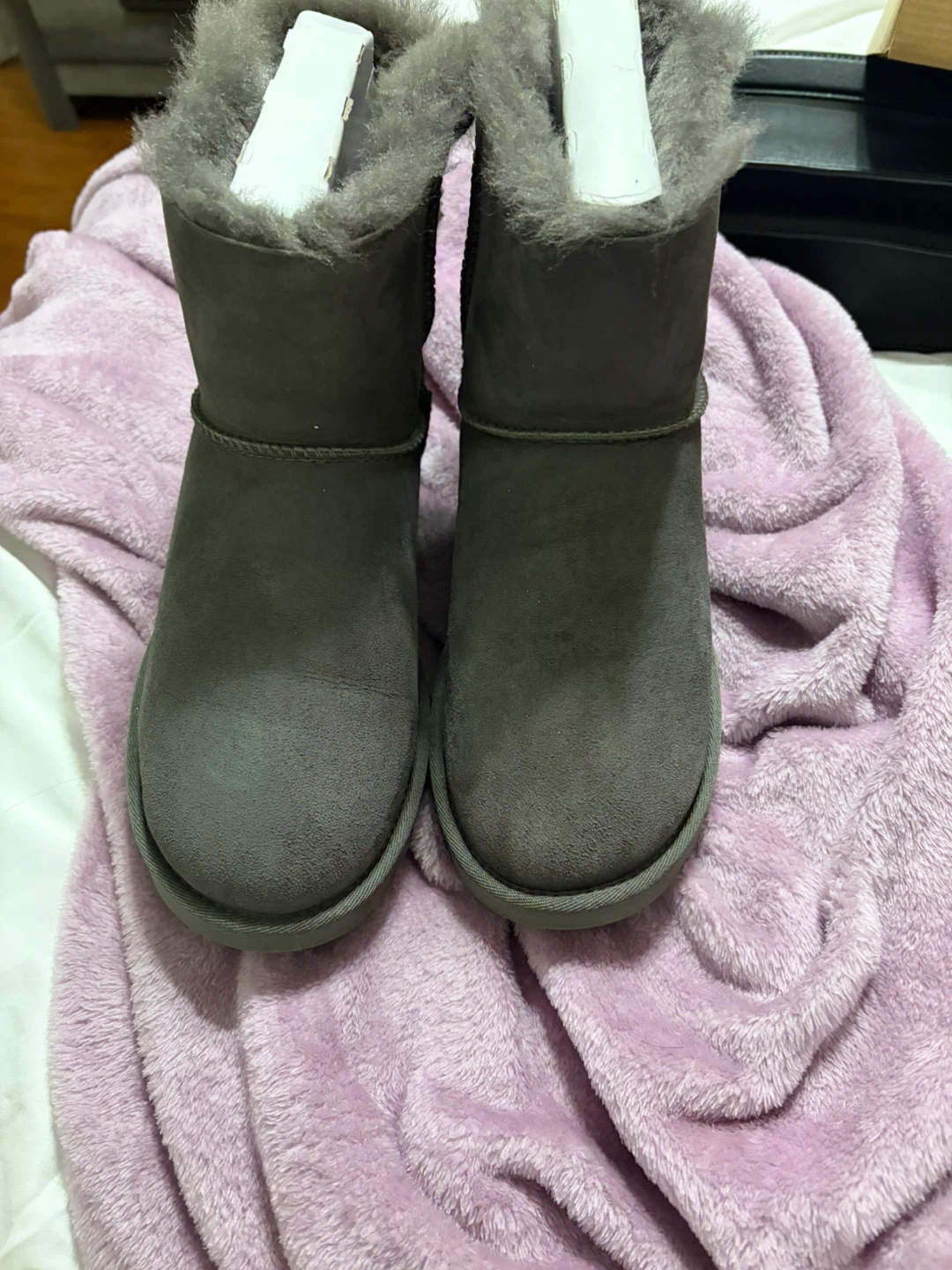 UGG Mini Bailey Bow II Boots - Grey, Size 8