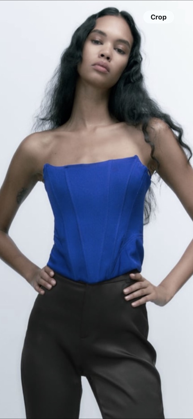 Blue Strapless Corset Top