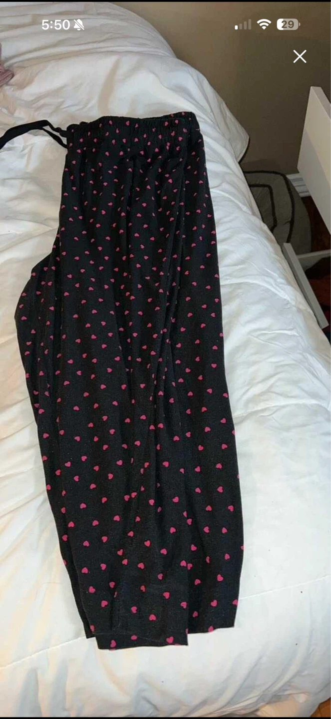 Black Pyjama Pants with Pink Hearts - photo 3