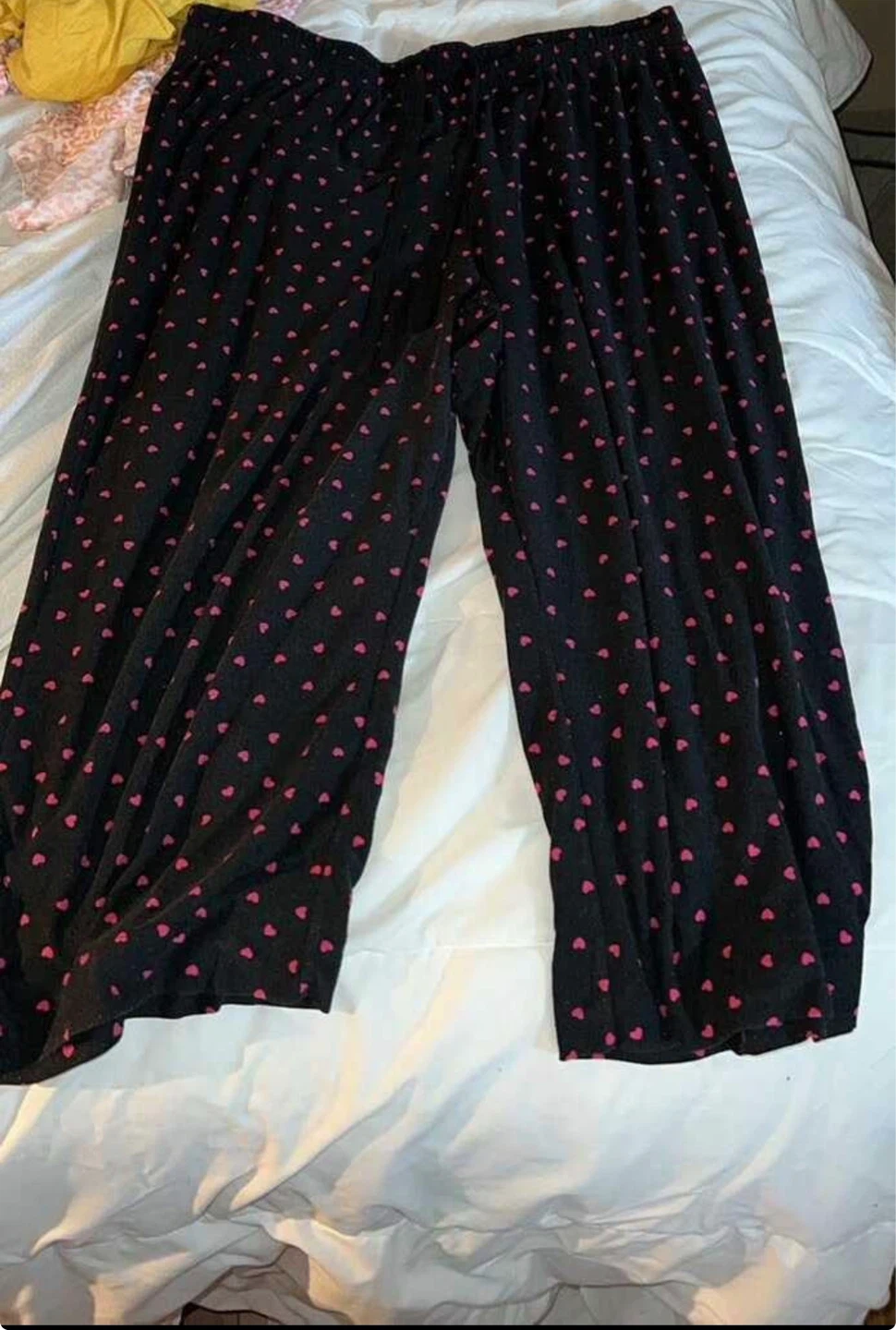 Black Pyjama Pants with Pink Hearts