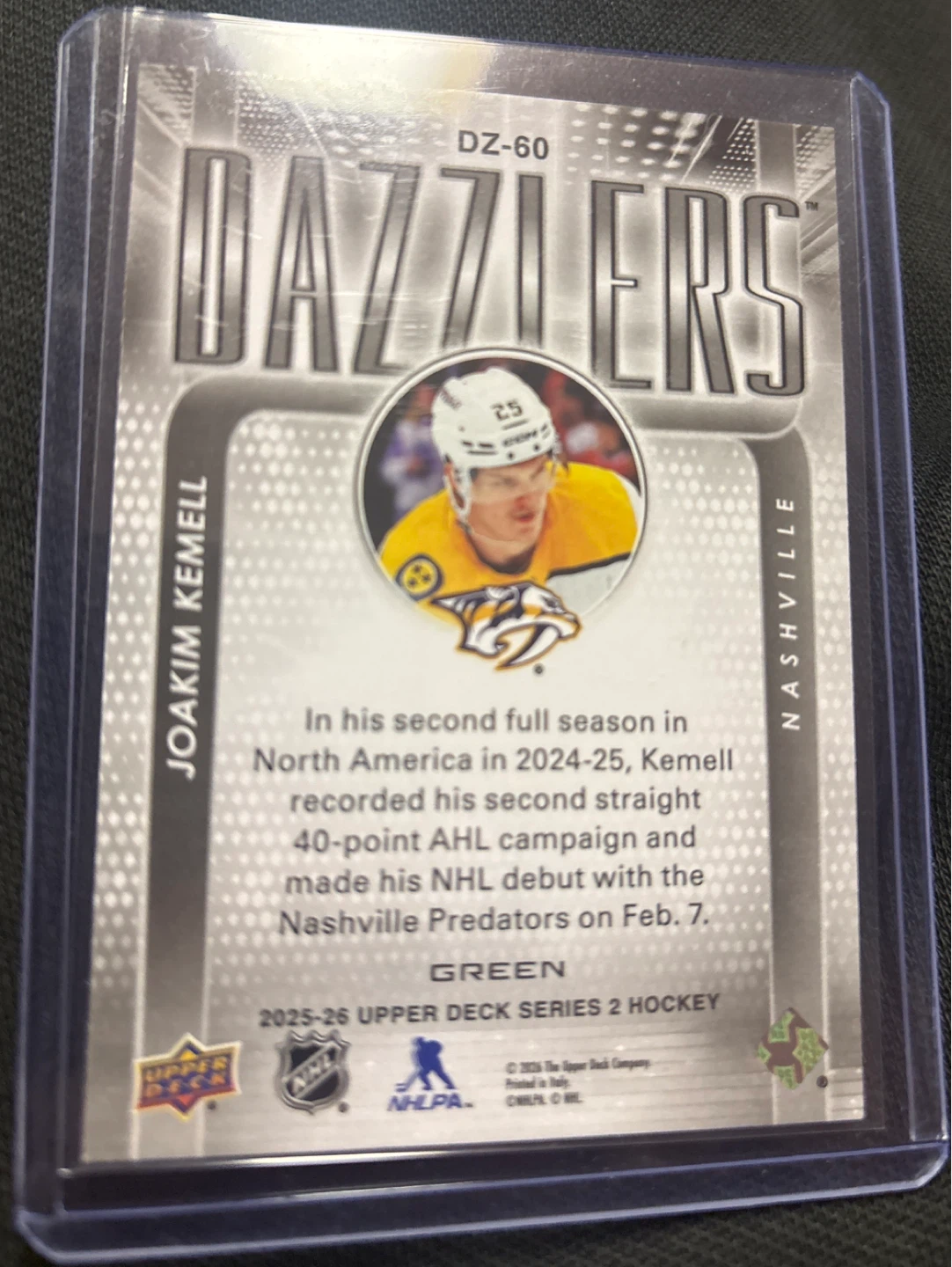 Upper Deck Series 2 Dazzlers rookie Joakim Kemell (green) - photo 2