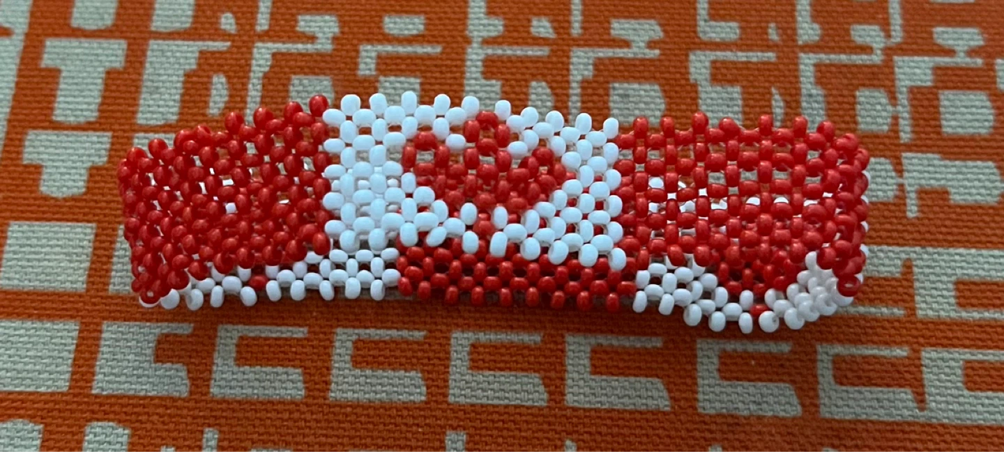 Handmade Beaded Maple Leaf canada flag Bracelet