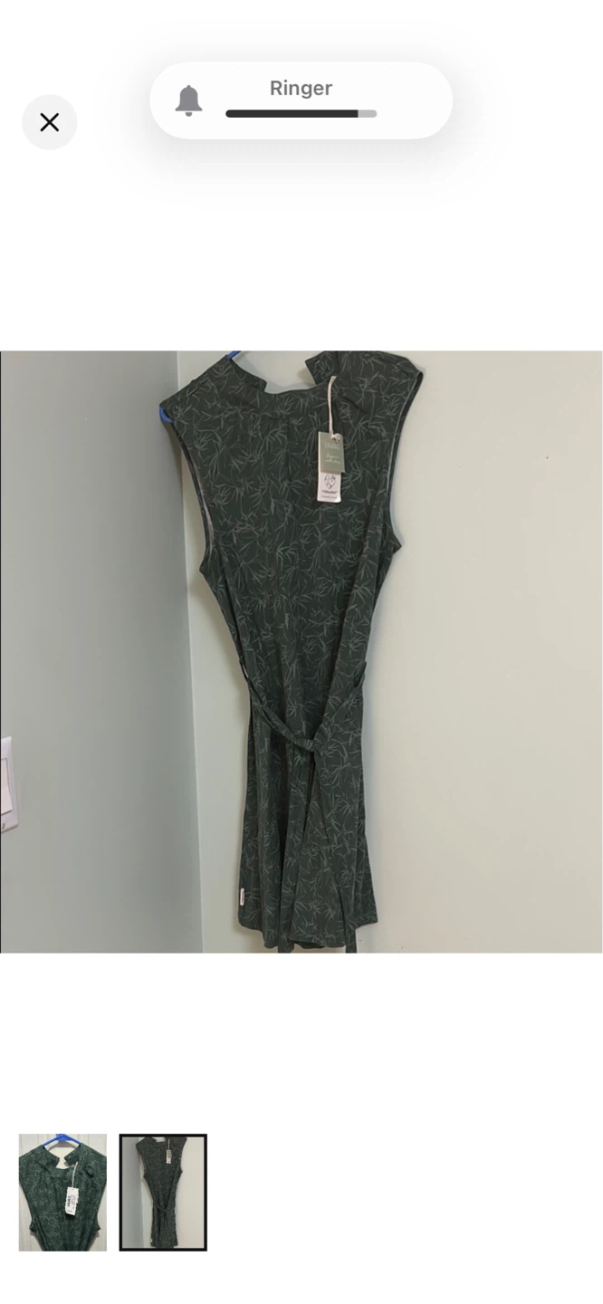 Everlane Sleeveless Tie-Waist Dress - Green Bamboo Print