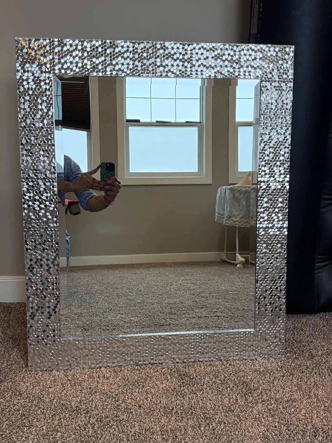 Decorative Wall Mirror with Textured Frame