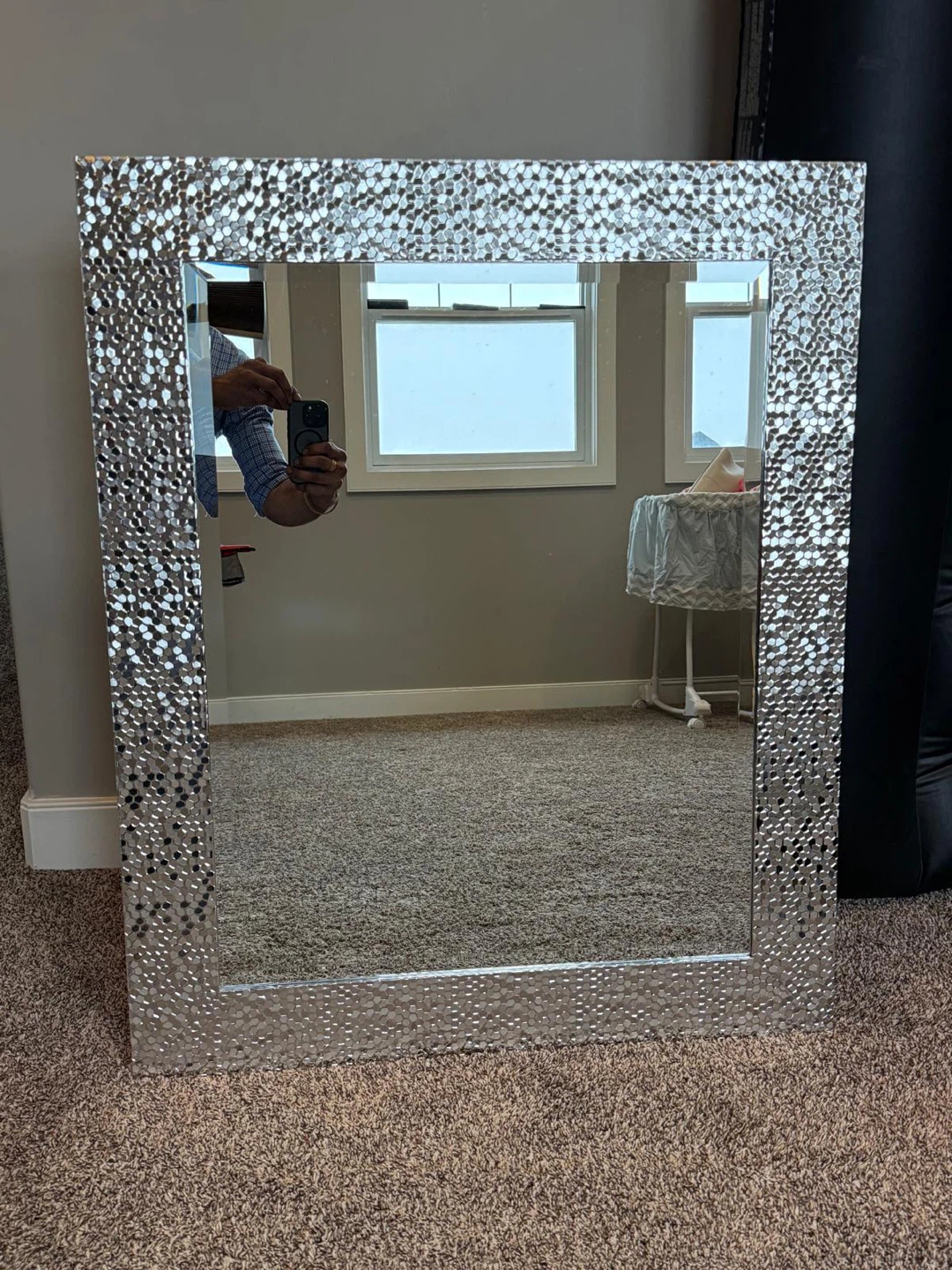 Decorative Wall Mirror with Textured Frame - photo 2