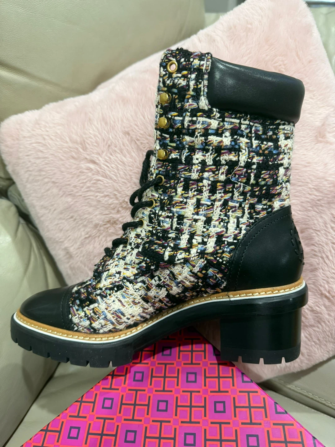 Tory Burch Tweed Combat Boots - photo 2