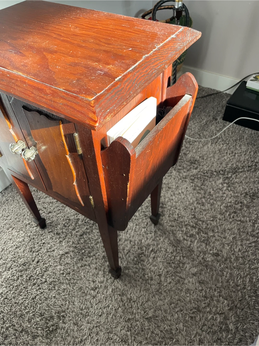 Vintage Wooden Magazine Table with Cabinet - photo 4
