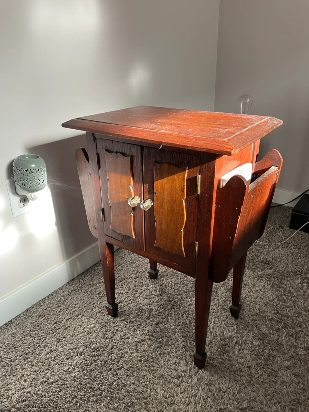 Vintage Wooden Magazine Table with Cabinet - photo 3
