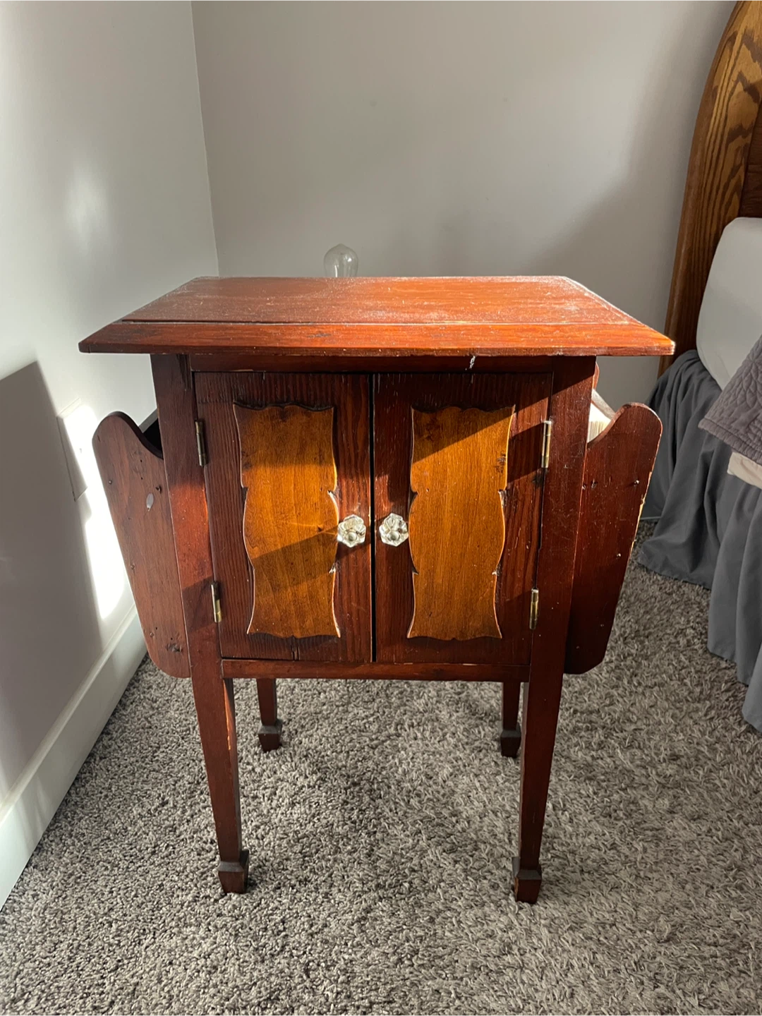 Vintage Wooden Magazine Table with Cabinet