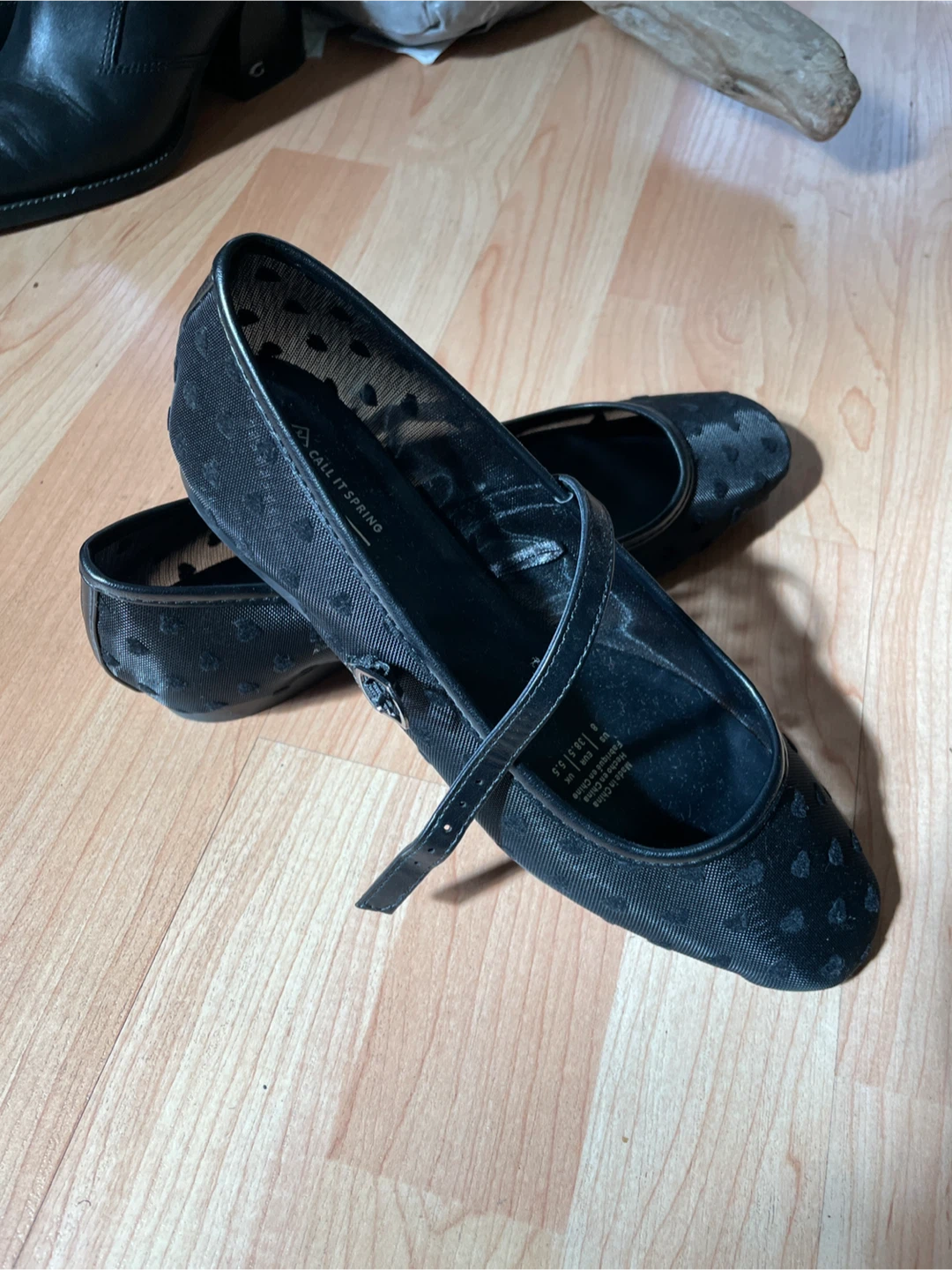Black Heart Mesh Mary Jane Flats - photo 3
