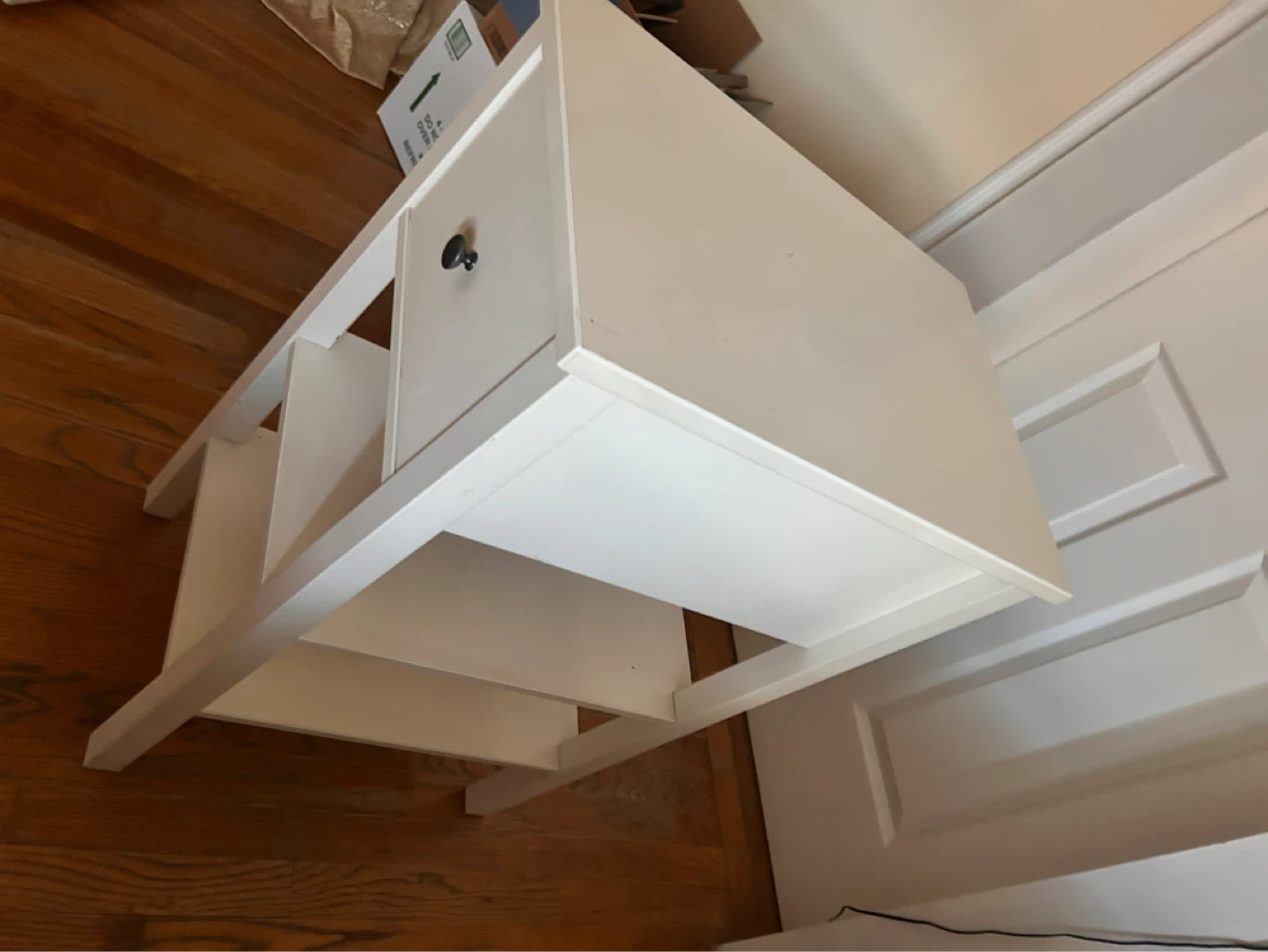 White side table with drawer and shelves - photo 4
