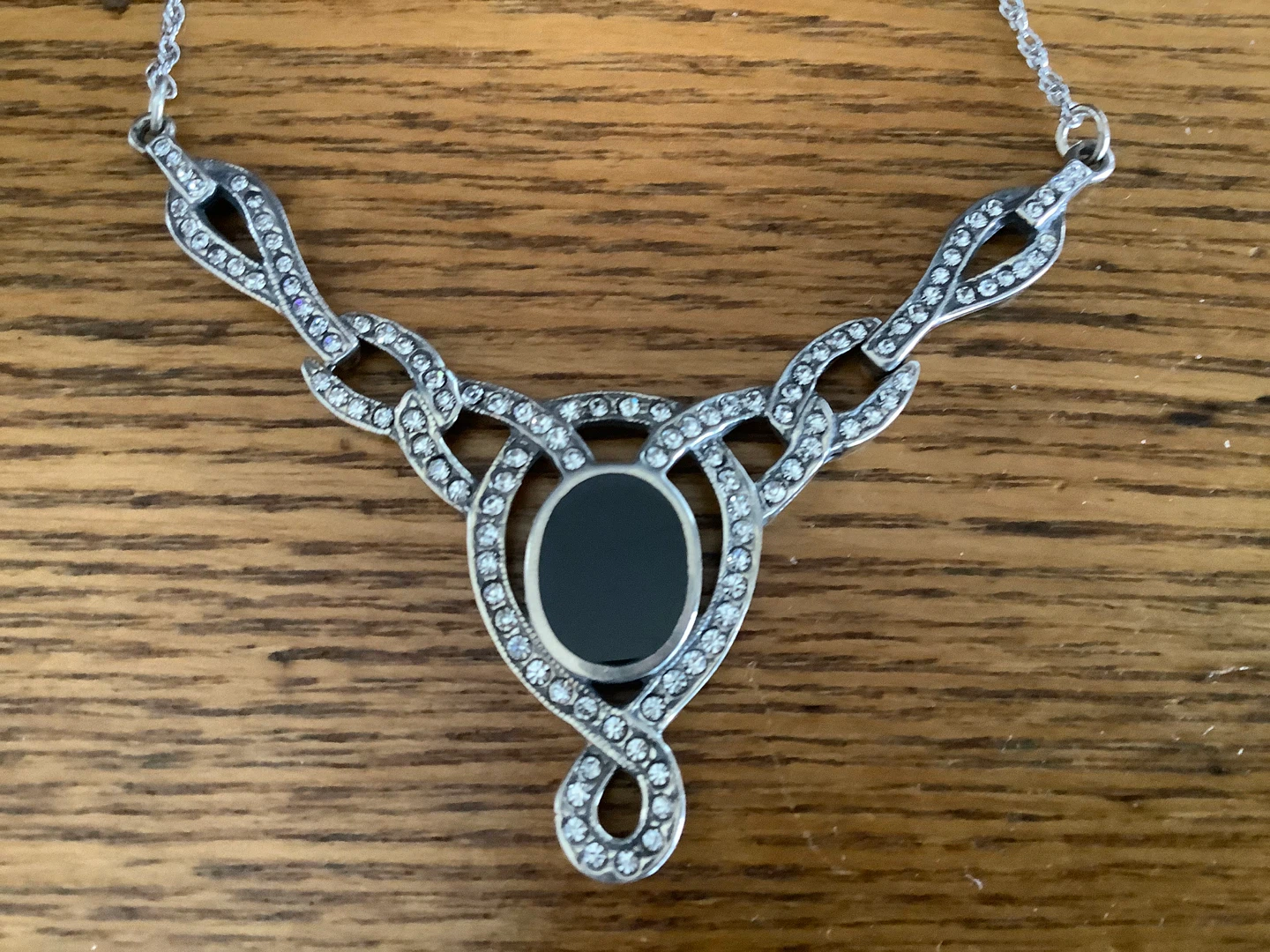 Vtg Sterling Silver Black Oval Onyx Necklace - photo 5