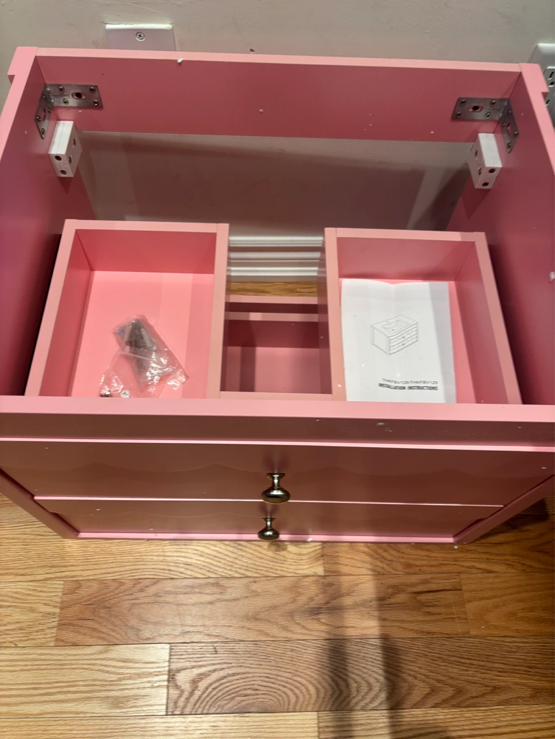 Floating Pink Vanity counter Unit with Two Drawers - photo 2