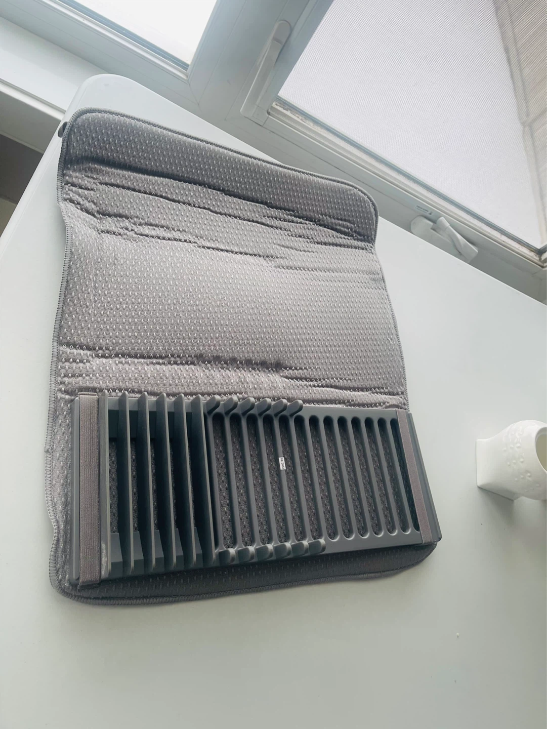 Grey Dish Drying Rack with Mat - photo 3