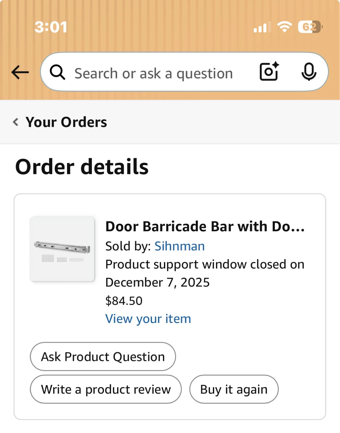 Door Barricade Bar with Door Security Lock - photo 2