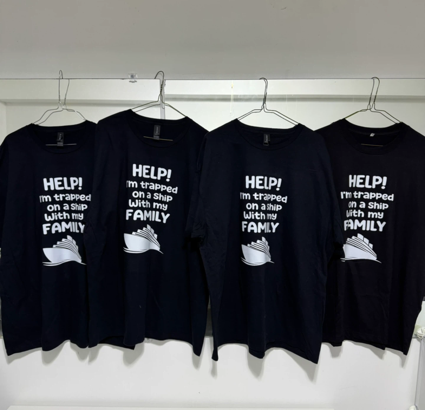 Black T-Shirts - "HELP! I'm Trapped on a Ship With my Family"