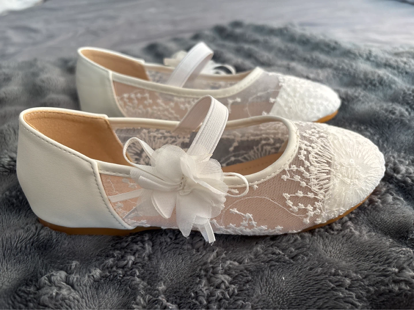 White Lace Flower Girl Dress Shoes - photo 2