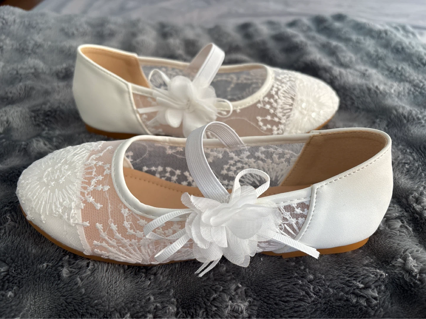 White Lace Flower Girl Dress Shoes - photo 5