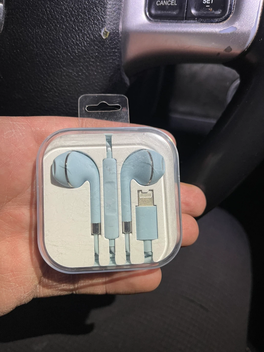 Light Blue Earbuds with Lightning Connector