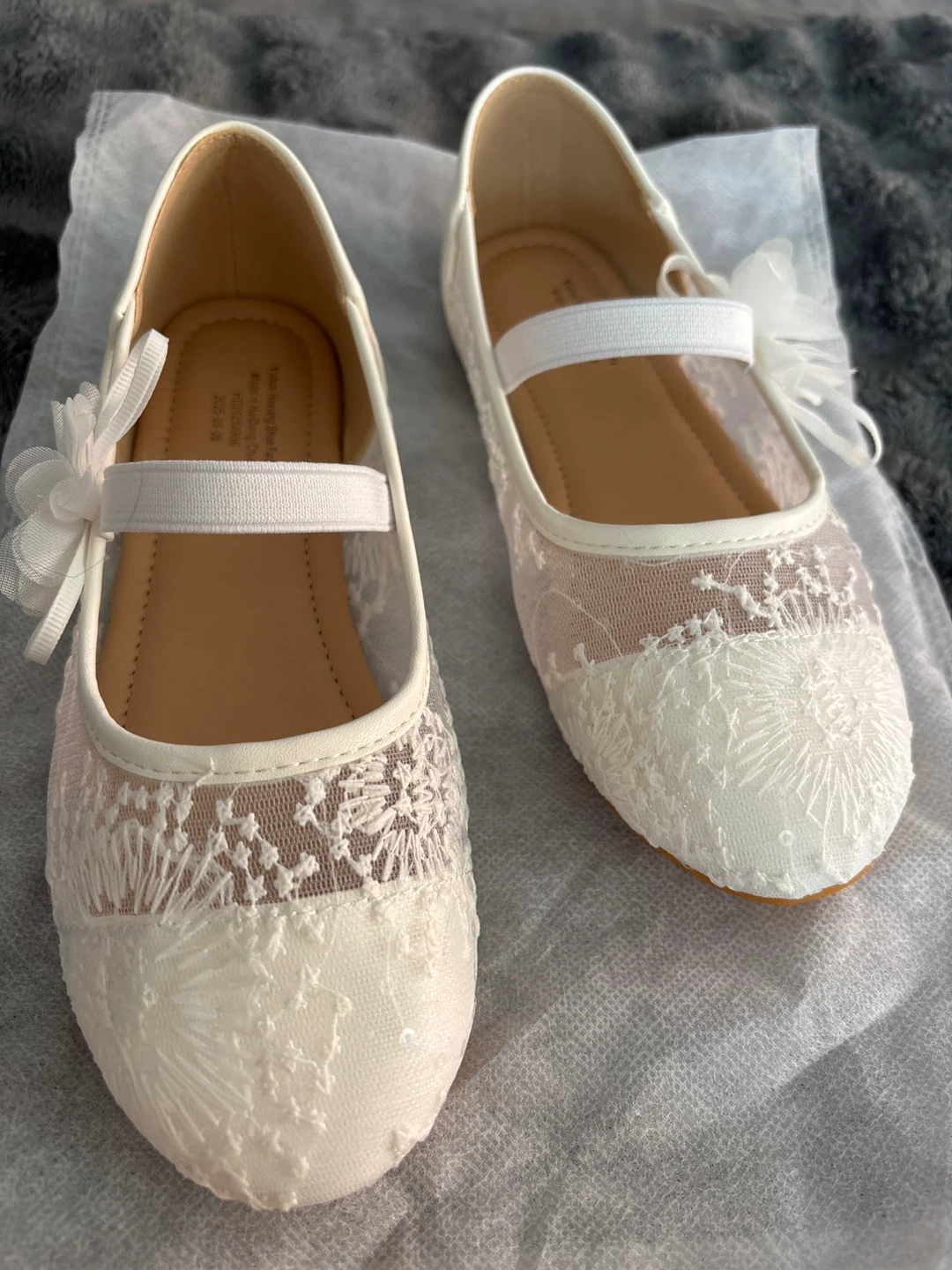 White Lace Flower Girl Dress Shoes