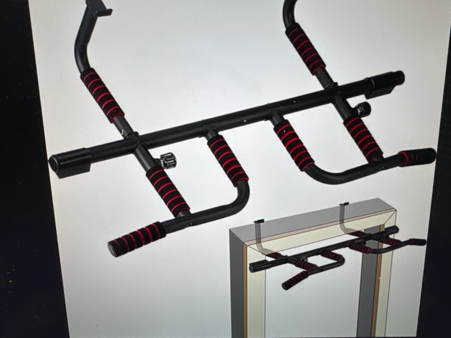 Doorway Pull Up Bar with Red Padded Grips