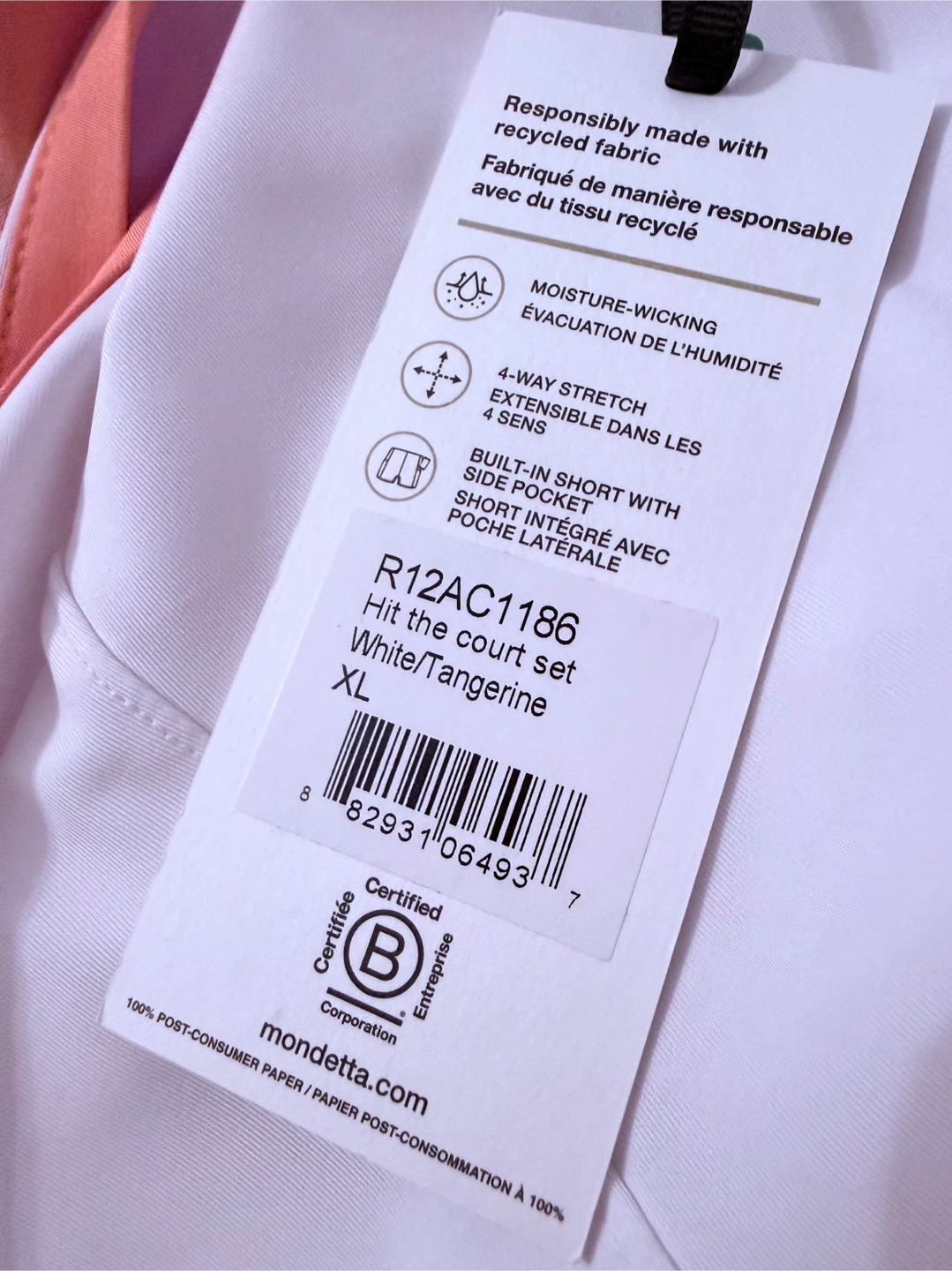 Mondetta Women's Hit the Court Set - White/Tangerine - XL - photo 5