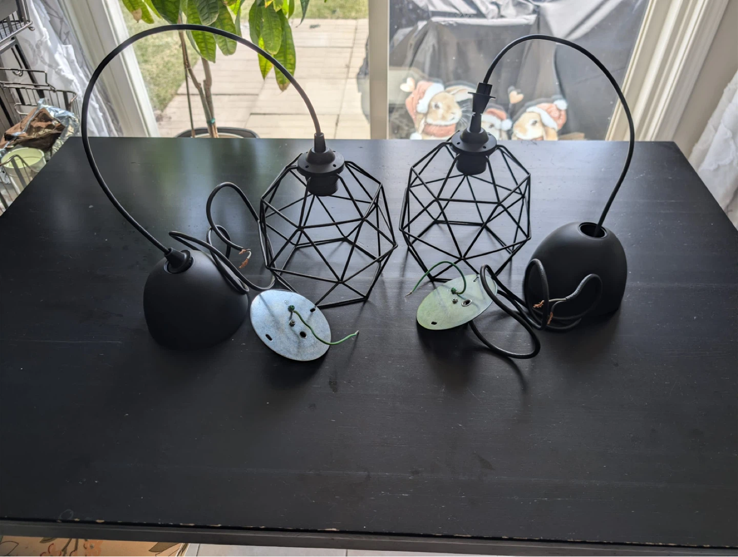 Set of 2 Black Geometric Pendant Lights