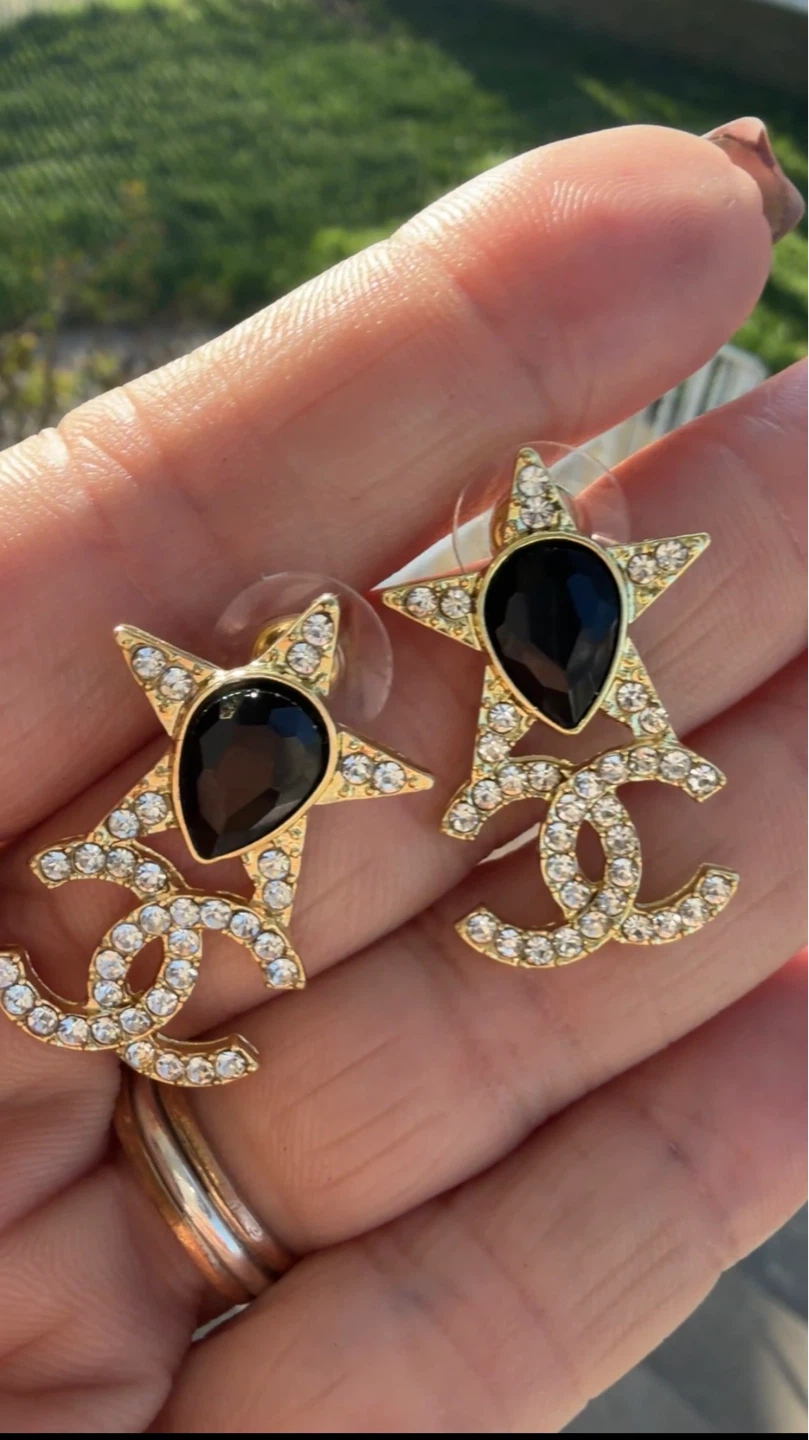 Star Drop Earrings with Black Onyx Stone - photo 4