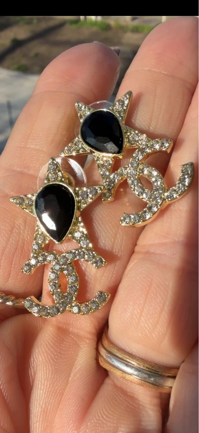Star Drop Earrings with Black Onyx Stone - photo 3
