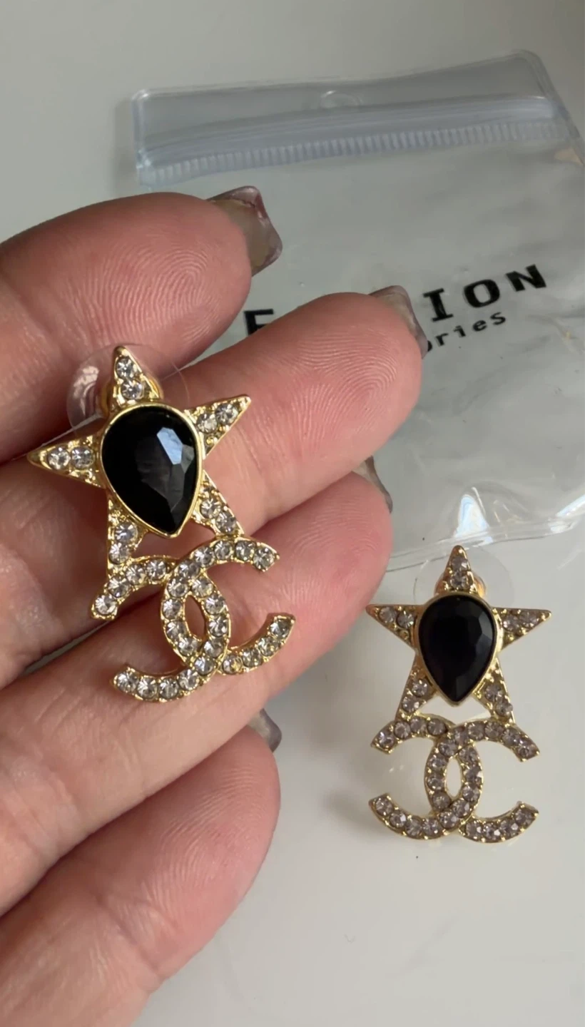 Star Drop Earrings with Black Onyx Stone - photo 2