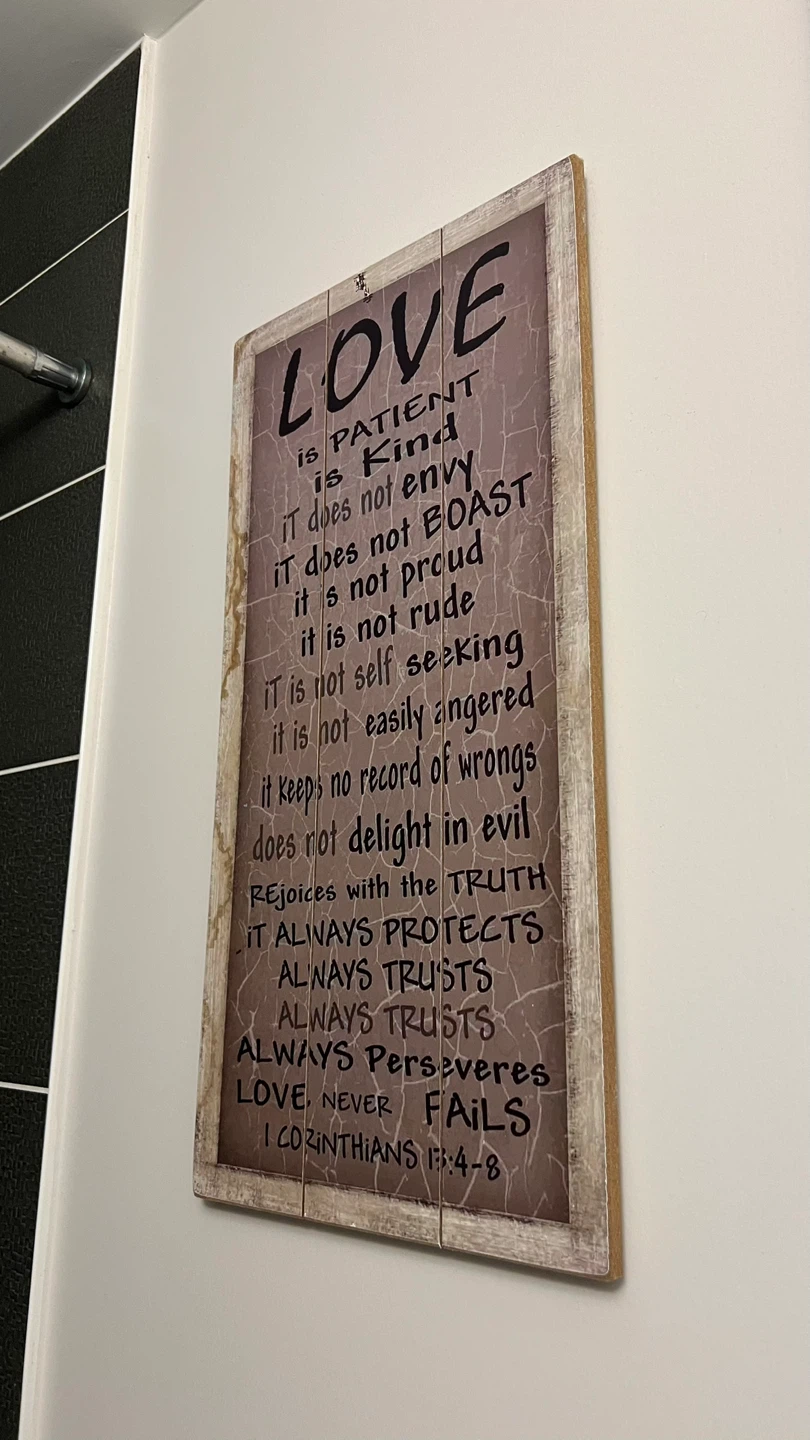 Wooden "Love is Patient" Bible Verse Wall Art - photo 2