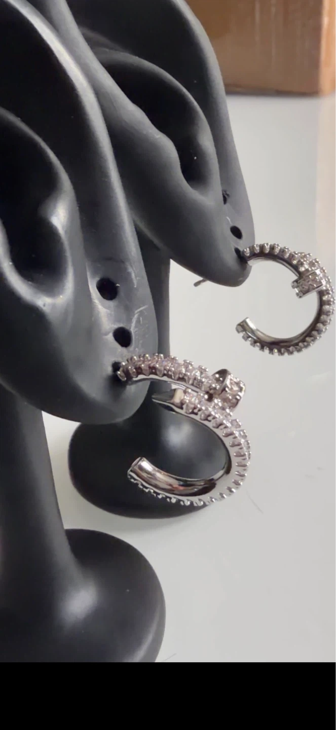 Diamond Women's Hoop Nail  Earrings - photo 4