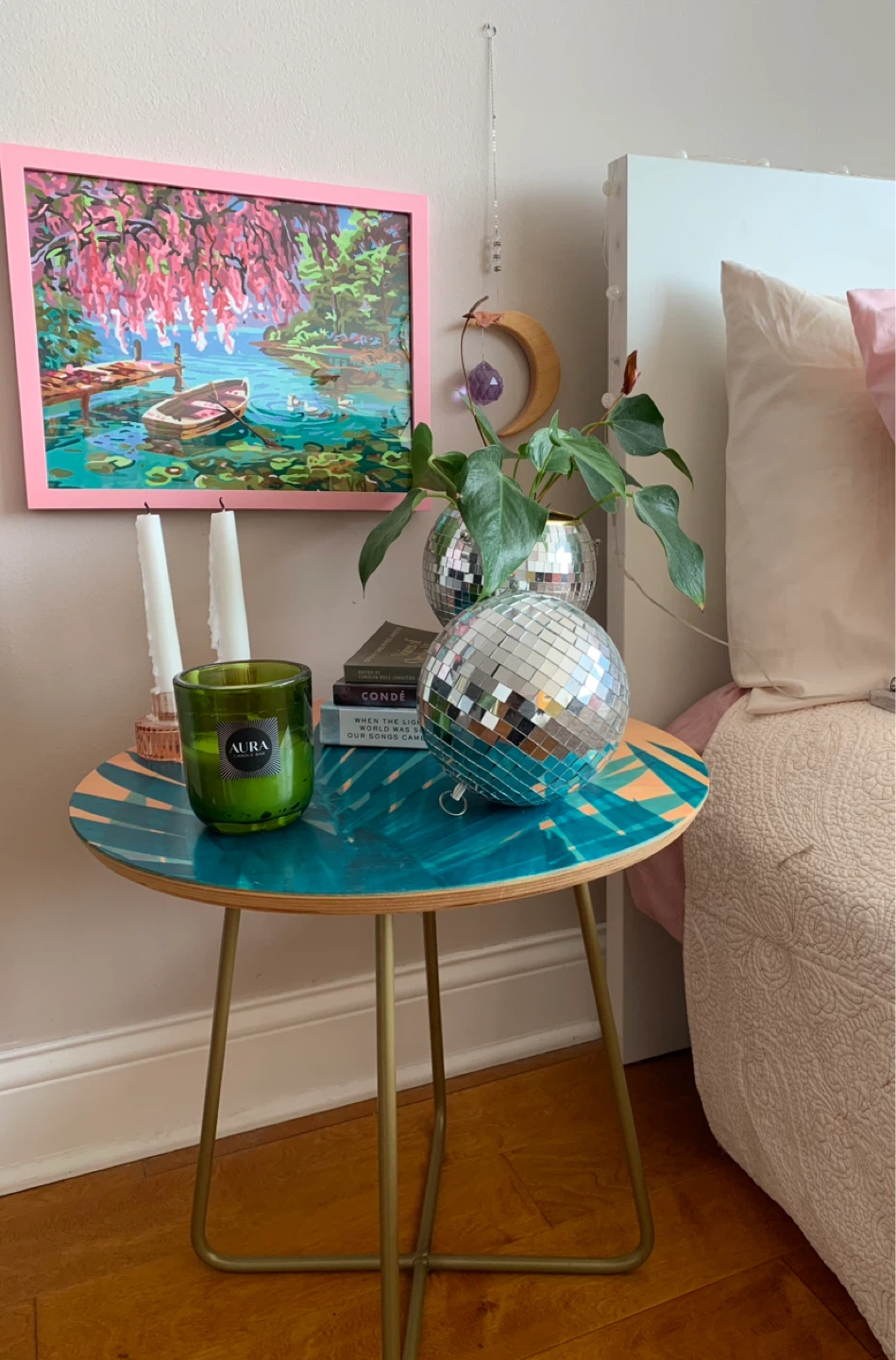 Deny Designs Emanuela Carratoni Palms Side Table with Gold Legs