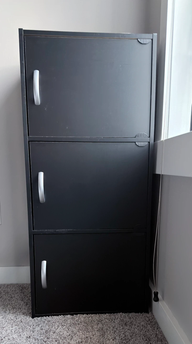 Black 3-Cube Storage Unit with Doors