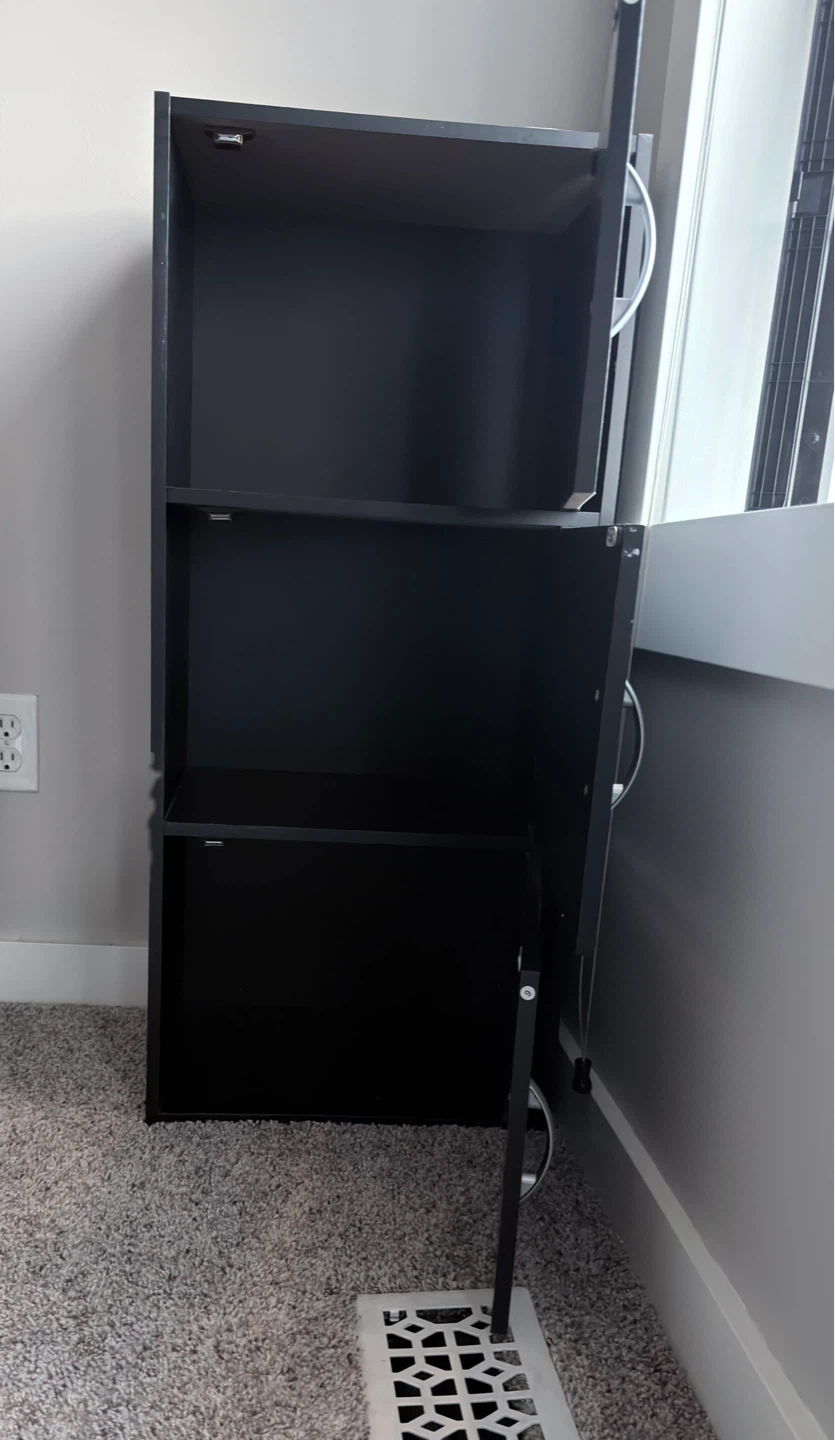 Black 3-Cube Storage Unit with Doors - photo 2