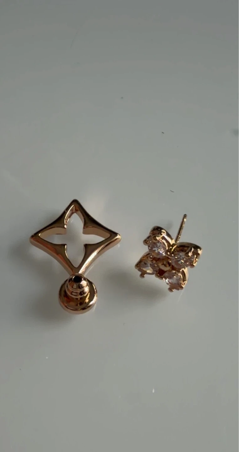 Rose Gold Tone Earrings with Clear CZ Stones - photo 4