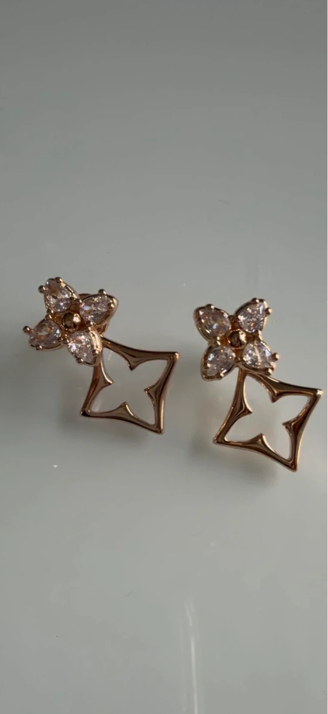 Rose Gold Tone Earrings with Clear CZ Stones