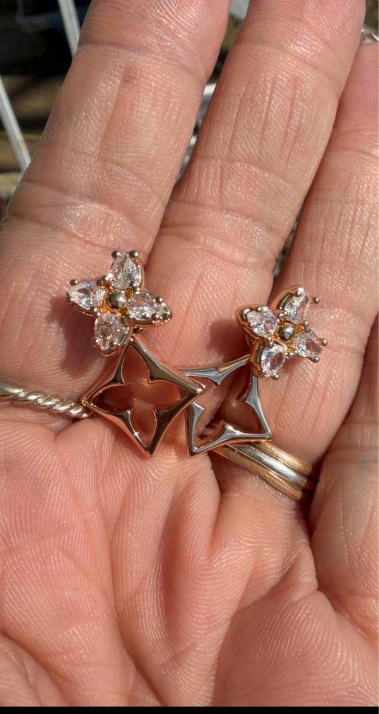 Rose Gold Tone Earrings with Clear CZ Stones - photo 2
