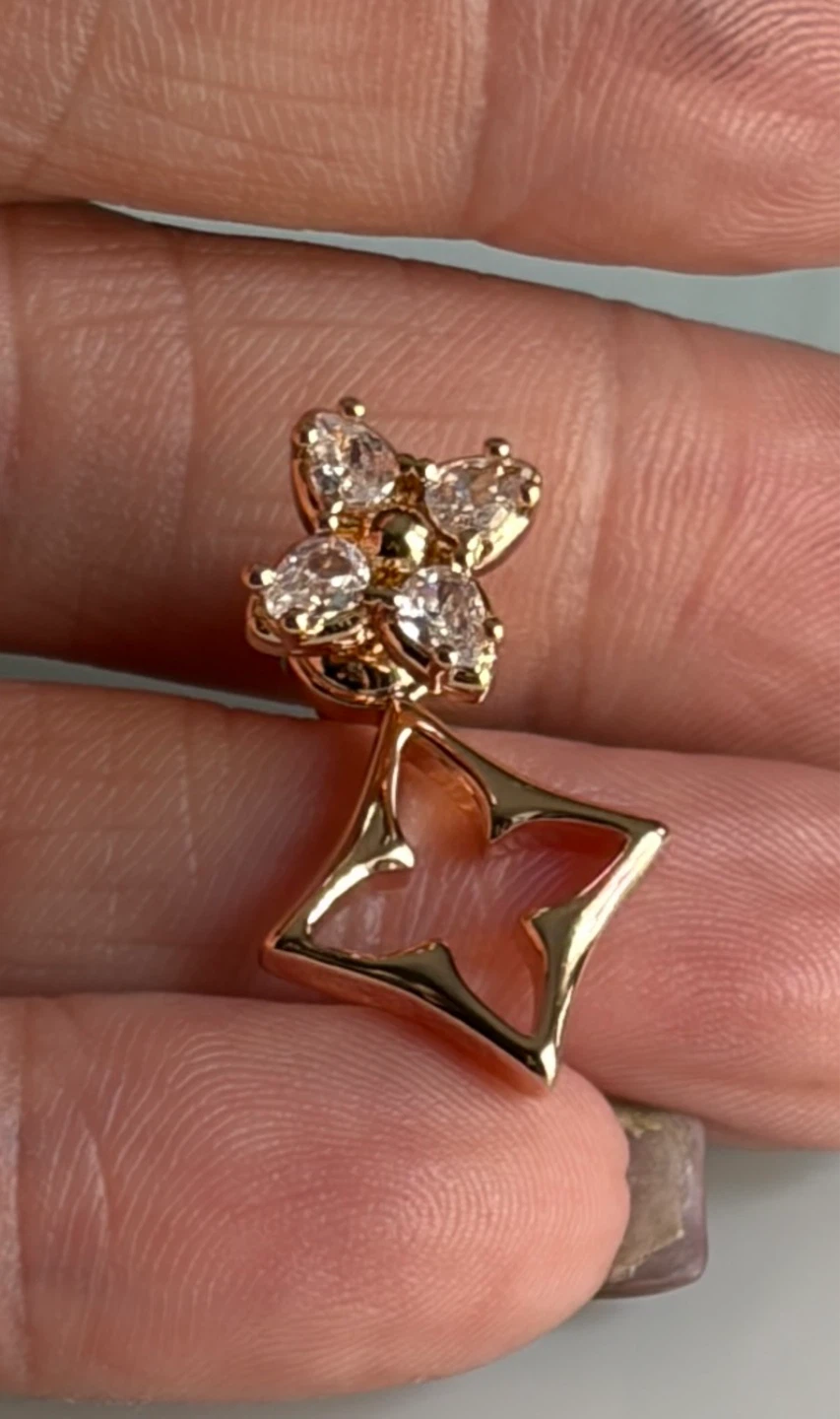 Rose Gold Tone Earrings with Clear CZ Stones - photo 3