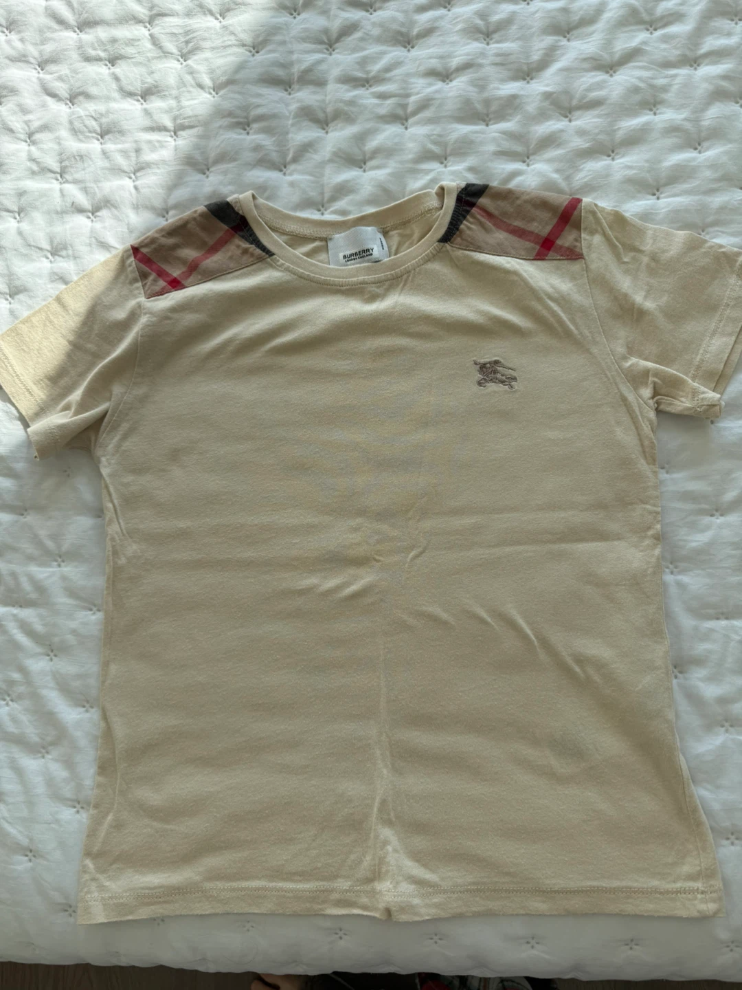 Children's Beige T-Shirt with Nova Check Detail