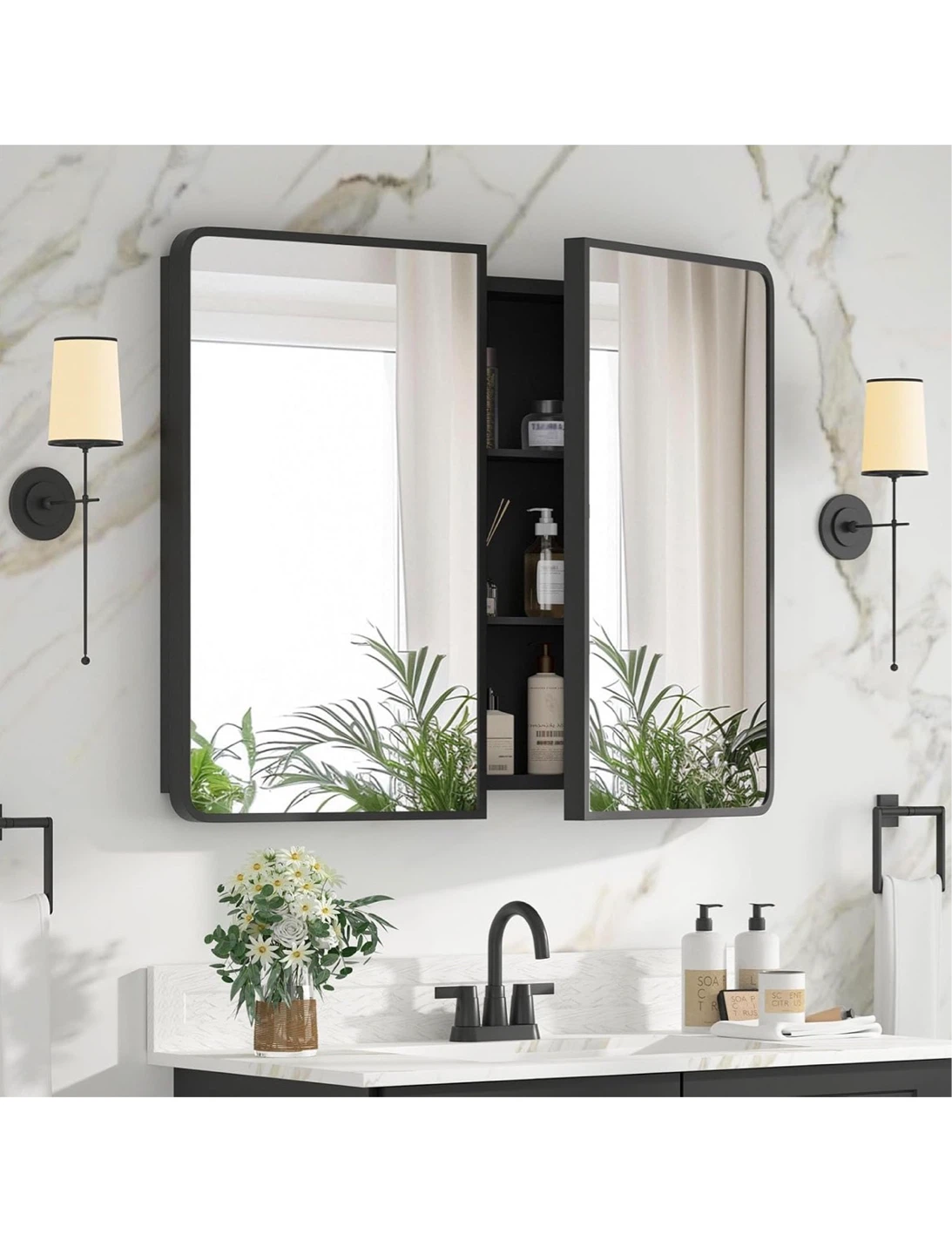 30" Double Door Medicine Cabinet with Mirror