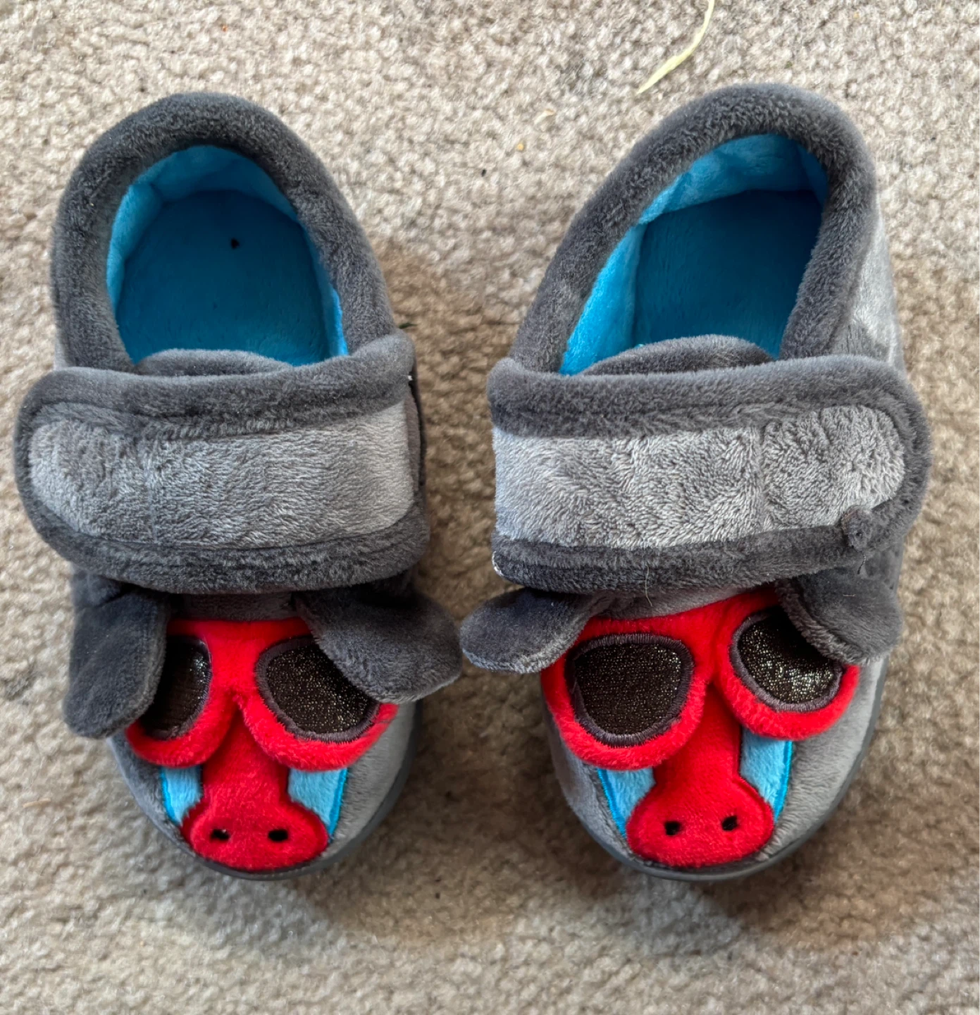 Cute Grey character velvety toddler shoes (size 5-6)