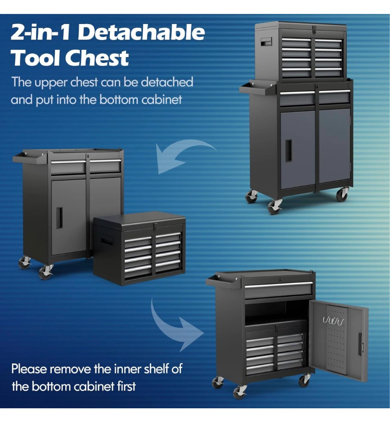 2-in-1 Detachable Tool Chest and Cabinet - photo 4